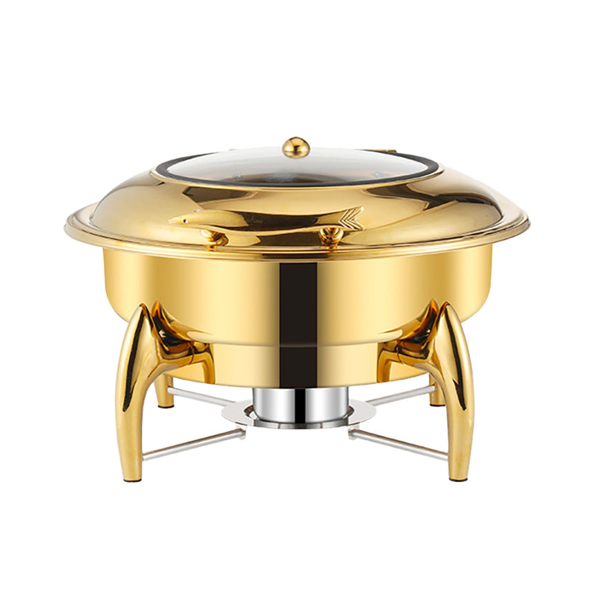 Soga Round Stainless Steel Chafing Dish with Top Lid Gold - Image 01