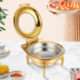 Soga Round Stainless Steel Chafing Dish with Top Lid Gold - Image 03