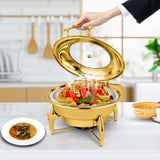 Soga Round Stainless Steel Chafing Dish with Top Lid Gold - Image 04