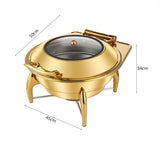 Soga Round Stainless Steel Chafing Dish with Top Lid Gold - Image 05