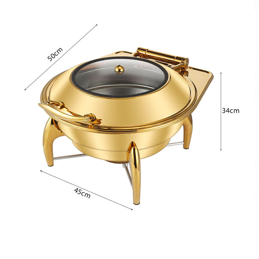 Soga Round Stainless Steel Chafing Dish with Top Lid Gold - Image 05