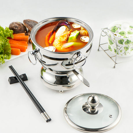 Soga Round Stainless Steel Single Hot Pot with Glass Lid 18.5cm - Image 02