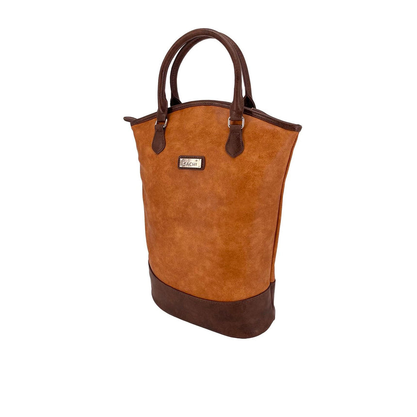 Sachi Two Bottle Wine Tote Faux Leather Tan - Image 01