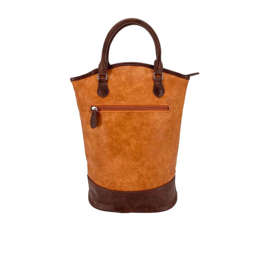 Sachi Two Bottle Wine Tote Faux Leather Tan - Image 03