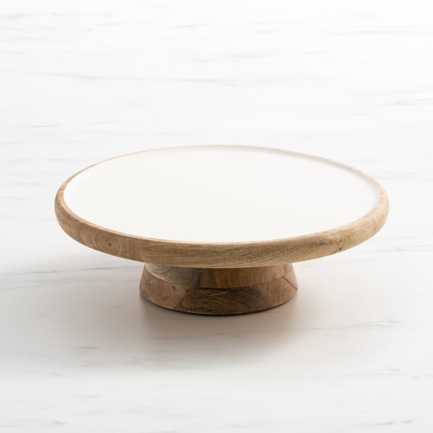 Salisbury & Co Calla Mango Wood Cake Stand 35cm White - Image 01