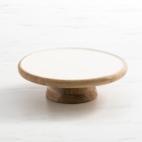 Salisbury & Co Calla Mango Wood Cake Stand 35cm White - Image 01