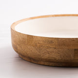 Salisbury & Co Calla Mango Wood Fruit Bowl 40cm White - Image 05