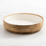 Salisbury & Co Calla Mango Wood Fruit Bowl 40cm White - Image 01