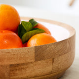 Salisbury & Co Calla Mango Wood Fruit Bowl 40cm White - Image 03