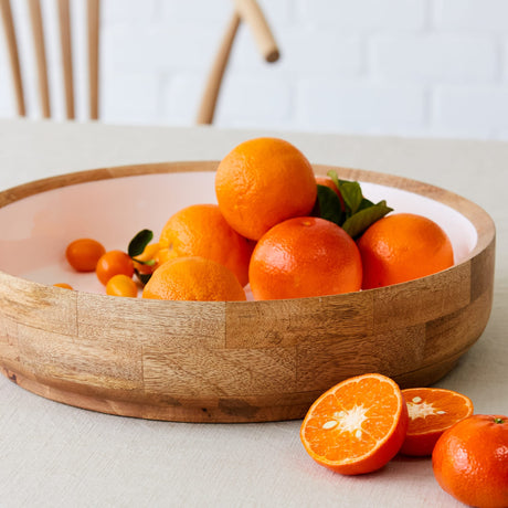 Salisbury & Co Calla Mango Wood Fruit Bowl 40cm White - Image 02