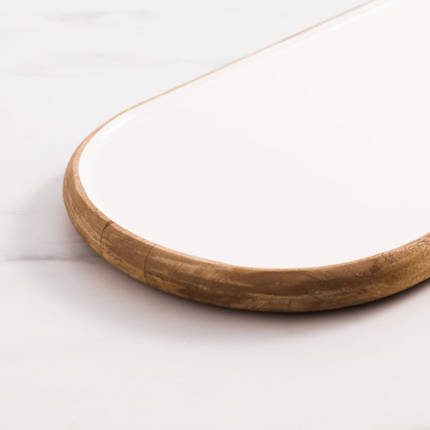 Salisbury & Co Calla Mango Wood Oval Tray 60x23cm White - Image 05