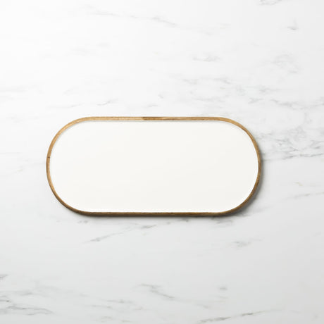 Salisbury & Co Calla Mango Wood Oval Tray 60x23cm White - Image 01