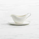 Salisbury & Co Classic Gravy Boat with Saucer 325ml in White - Image 01