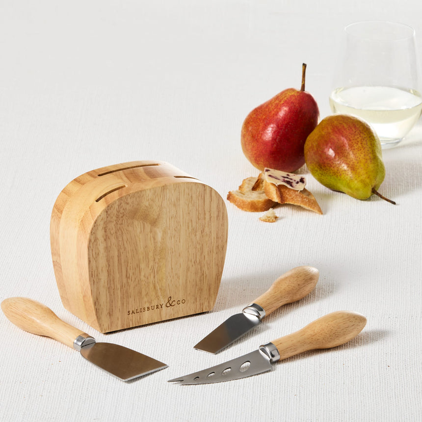 Salisbury & Co Degustation Cheese Knife Block Set 4 Piece Natural - Image 02