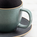 Salisbury & Co Eclipse Tea Cup and Saucer 300ml Green - Image 04