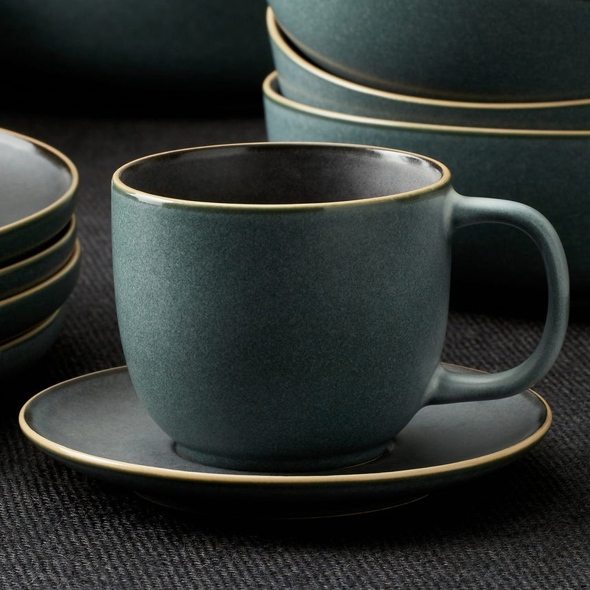 Salisbury & Co Eclipse Tea Cup and Saucer 300ml Green - Image 02