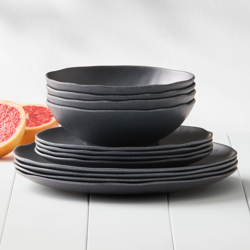 Salisbury & Co Escape Melamine Dinner Set 12 Piece in Black - Image 02