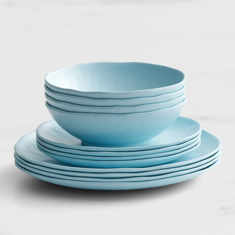 Salisbury & Co Escape Melamine Dinner Set 12pc Sky Blue - Image 01