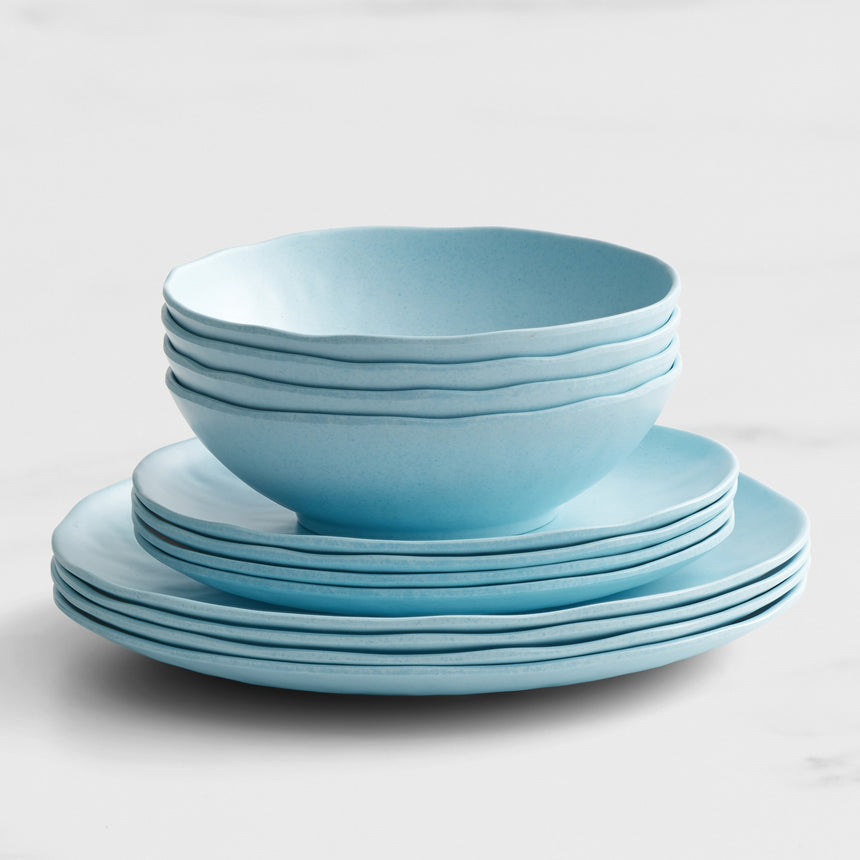 Salisbury & Co Escape Melamine Dinner Set 12pc Sky Blue - Image 01