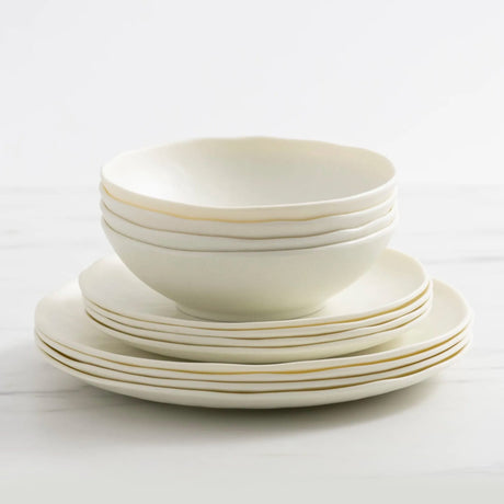 Salisbury & Co Escape Melamine Dinner Set 12 Piece in White - Image 01