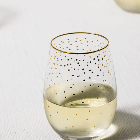 Salisbury & Co Festive Stemless Wine Glass 450ml Set of 2 Gold - Image 02