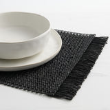 Salisbury & Co Fringe Rectangular Placemat 45x30cm Black - Image 02