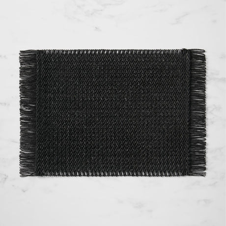 Salisbury & Co Fringe Rectangular Placemat 45x30cm Black - Image 01