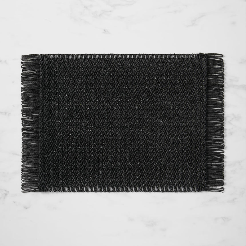 Salisbury & Co Fringe Rectangular Placemat 45x30cm Black - Image 01