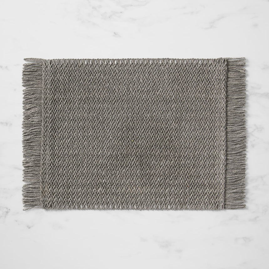 Salisbury & Co Fringe Rectangular Placemat 45x30cm Dark Grey - Image 01