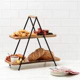 Salisbury & Co Grove Mango Wood 2 Tier Serving Tower - Image 02