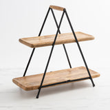 Salisbury & Co Grove Mango Wood 2 Tier Serving Tower - Image 01