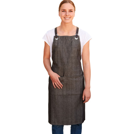 Salisbury & Co Hampstead Cross Back Apron in Black - Image 01