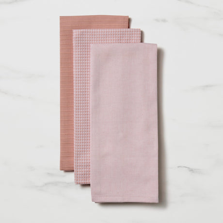 Salisbury & Co Hampstead Tea Towel Set of 3 Dusty Pink - Image 01