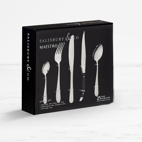 Salisbury & Co Maestro Cutlery 40 Piece Set Satin Silver - Image 02