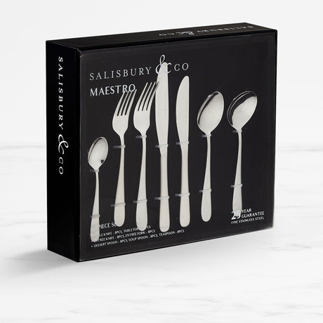 Salisbury & Co Maestro Cutlery 56 Piece Set Satin Silver - Image 02