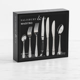 Salisbury & Co Maestro Cutlery Set 84 Piece Satin Silver - Image 02