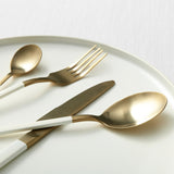 Salisbury & Co Milan Cutlery Set 16pc Gold White - Image 06