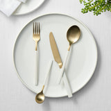 Salisbury & Co Milan Cutlery Set 16pc Gold White - Image 04