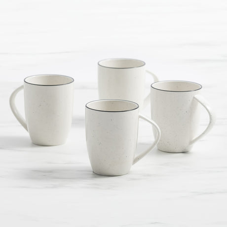 Salisbury & Co Mona Mug 400ml Set of 4 in White with in Black Speckle - Image 01