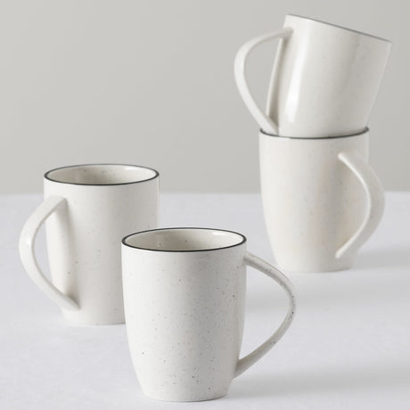 Salisbury & Co Mona Mug 400ml Set of 4 in White with in Black Speckle - Image 02