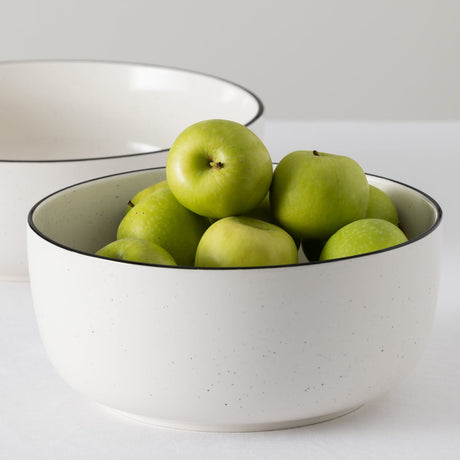 Salisbury & Co Mona Salad Bowl 25cm in White with in Black Speckle - Image 02