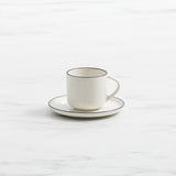 Salisbury & Co Mona Tea Cup and Saucer 240ml in White with in Black Speckle - Image 01