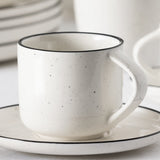 Salisbury & Co Mona Tea Cup and Saucer 240ml in White with in Black Speckle - Image 03