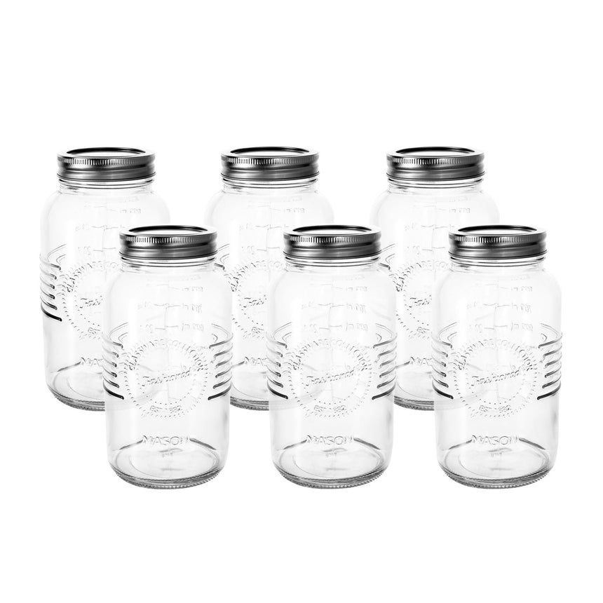 Salisbury & Co Old Fashioned Mason Jar with 2pc Lid 1L Set of 6 - Image 01