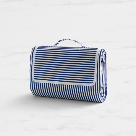 Salisbury & Co Picnic Blanket Navy Pinstripe - Image 01