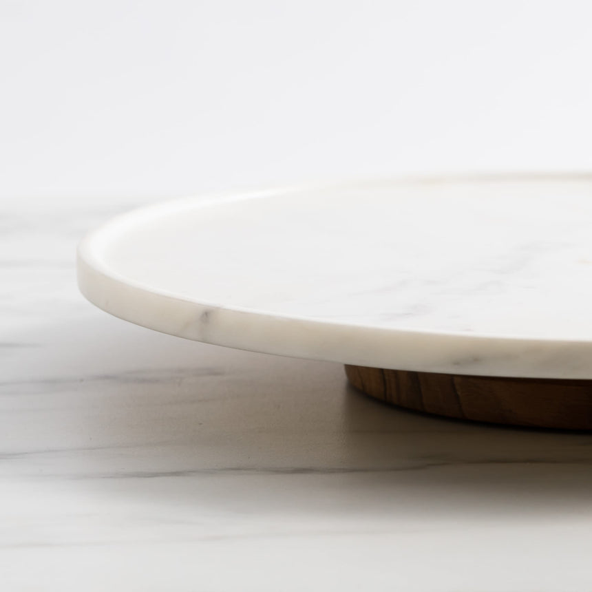 Salisbury & Co Riviera Marble Lazy Susan 40cm in White - Image 03