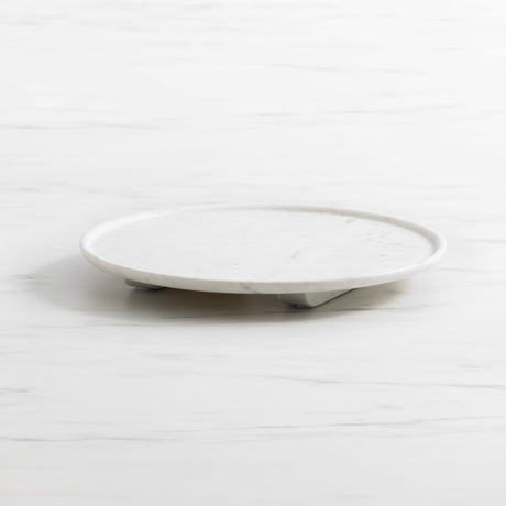 Salisbury & Co Riviera Round Marble Serving Tray 30cm in White - Image 01