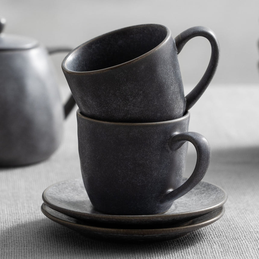 Salisbury & Co Siena Cup and Saucer 280ml Charcoal - Image 03