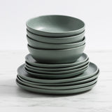 Salisbury & Co Tierra Dinner Set 12 Piece Sage Green - Image 01