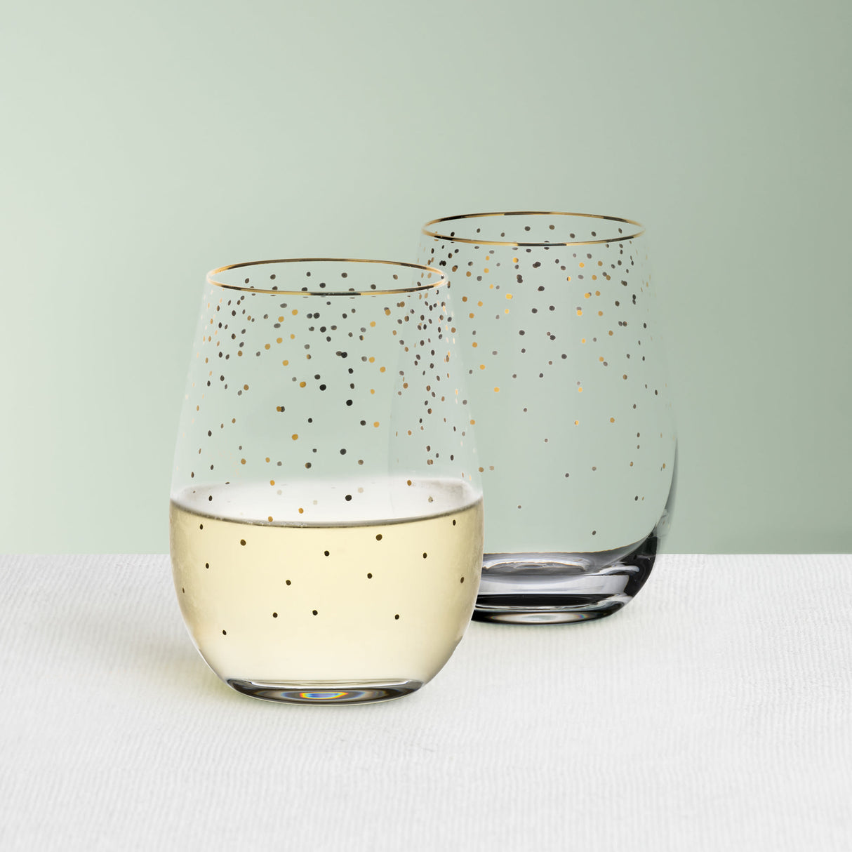 Salisbury & Co Festive Stemless Wine Glass 450ml Set of 2 Gold - Image 03